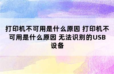 打印机不可用是什么原因 打印机不可用是什么原因 无法识别的USB设备